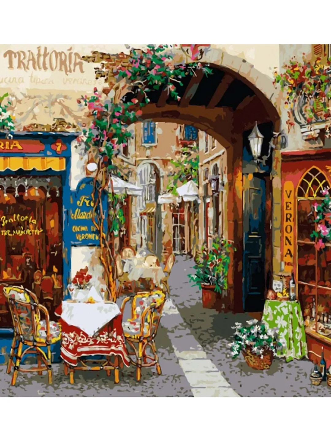 Italian cafe Paint by number kit, Italy Painting by numbers for Adults on Canvas Framed