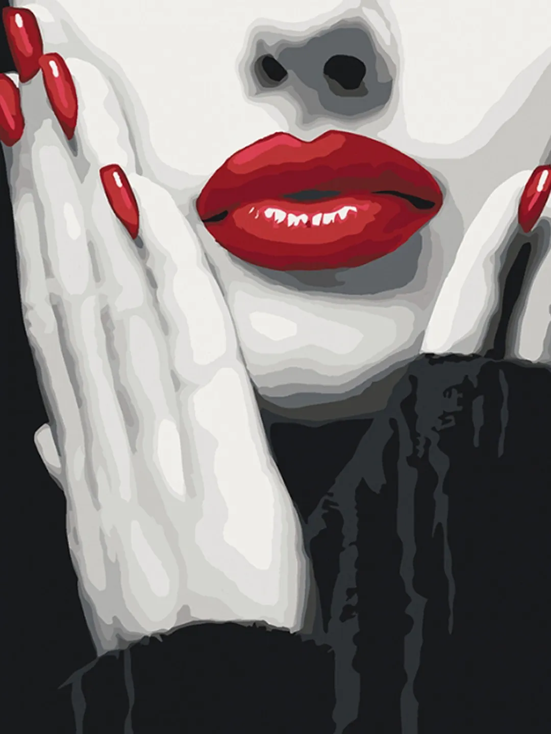 Girl Red Lips Nail Sexy Women Paint by number kit adult, Lady Face Sexy ...