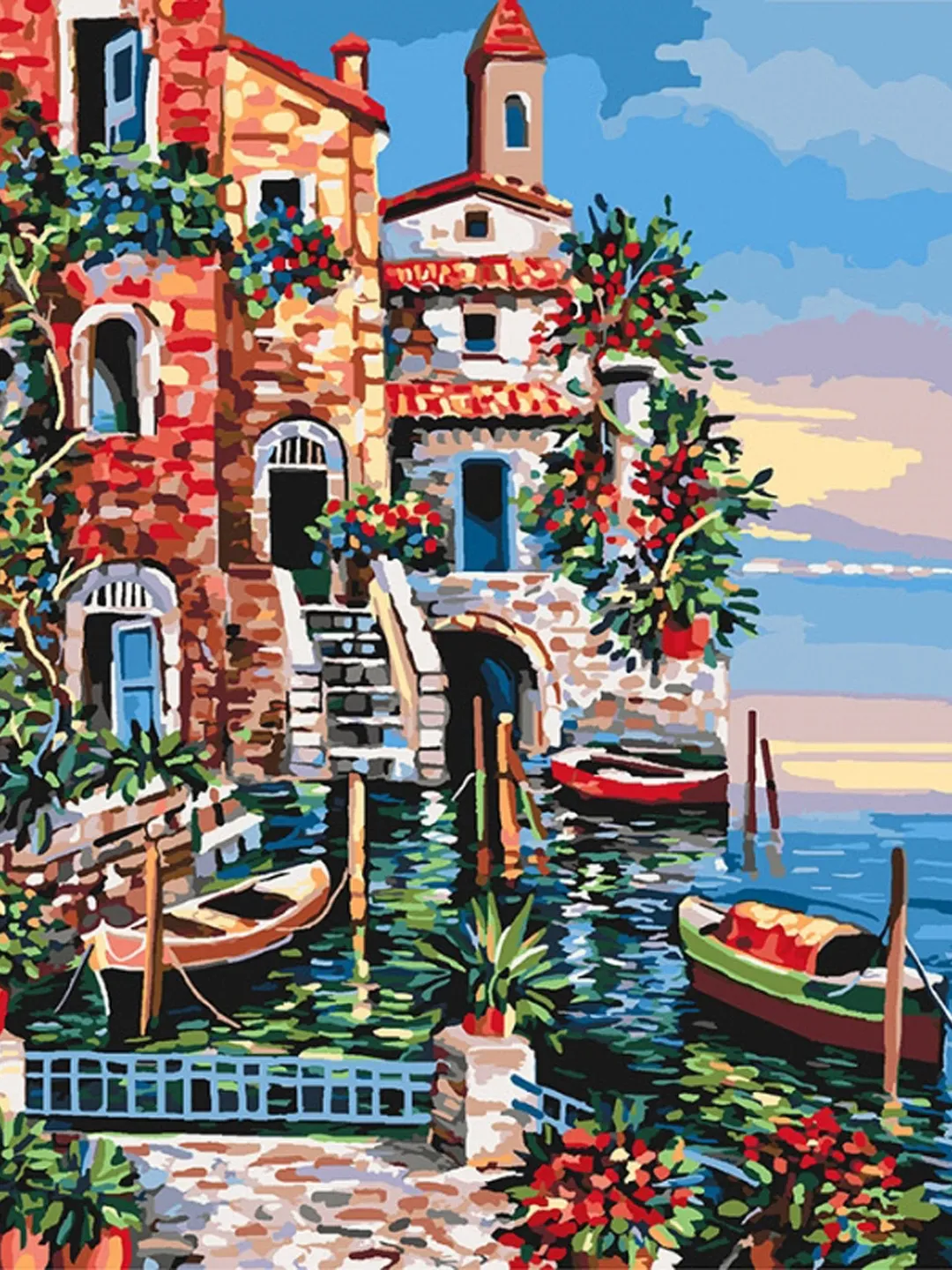 Italy Paint by number kit Adult, Tuscany Painting kit Landscape On Canvas With Frame ❰ Gift For Her ❱