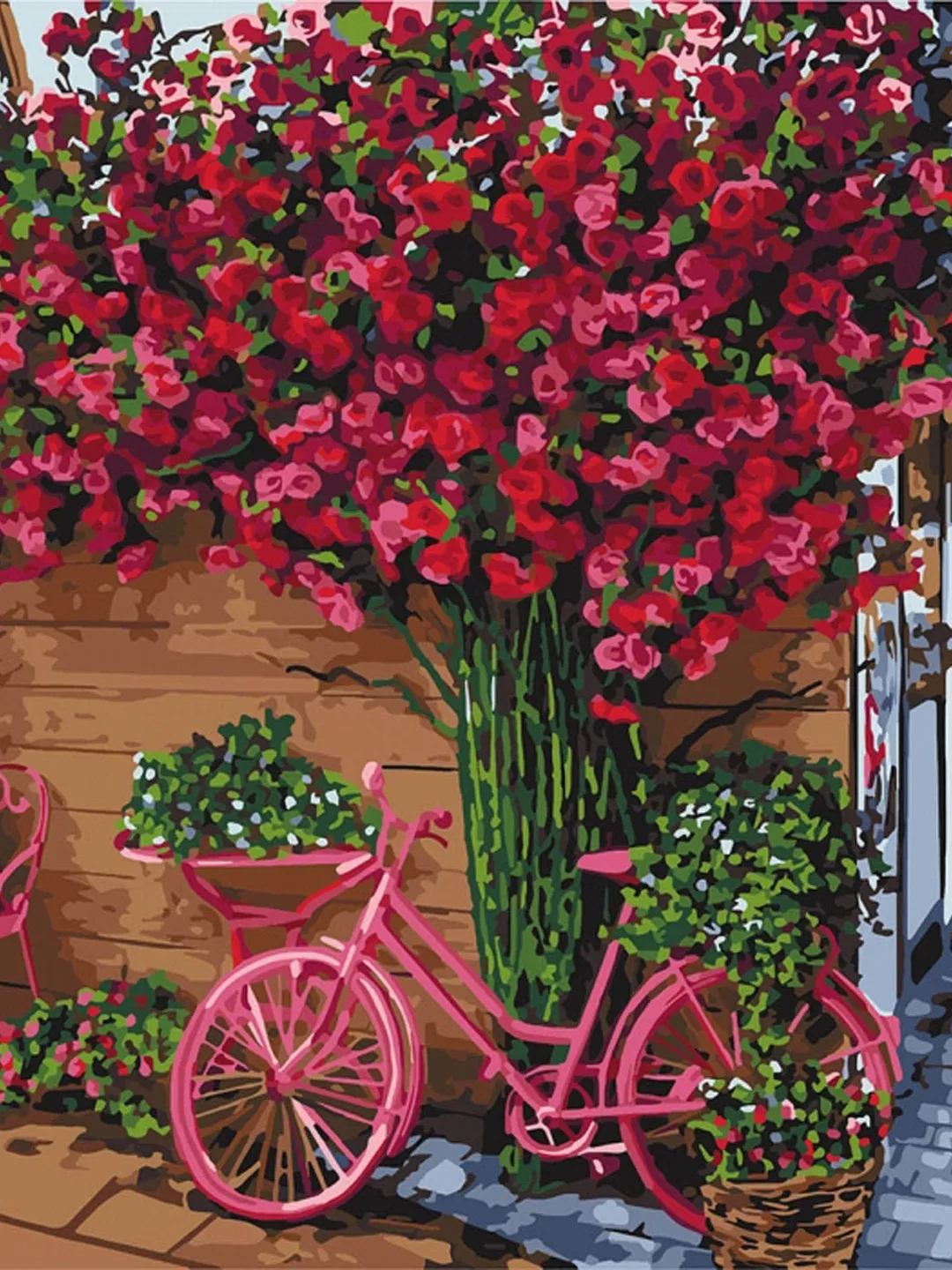 Flowers Paint by number kit Adult, Bicycle Ride Painting by numbers Framed Canvas