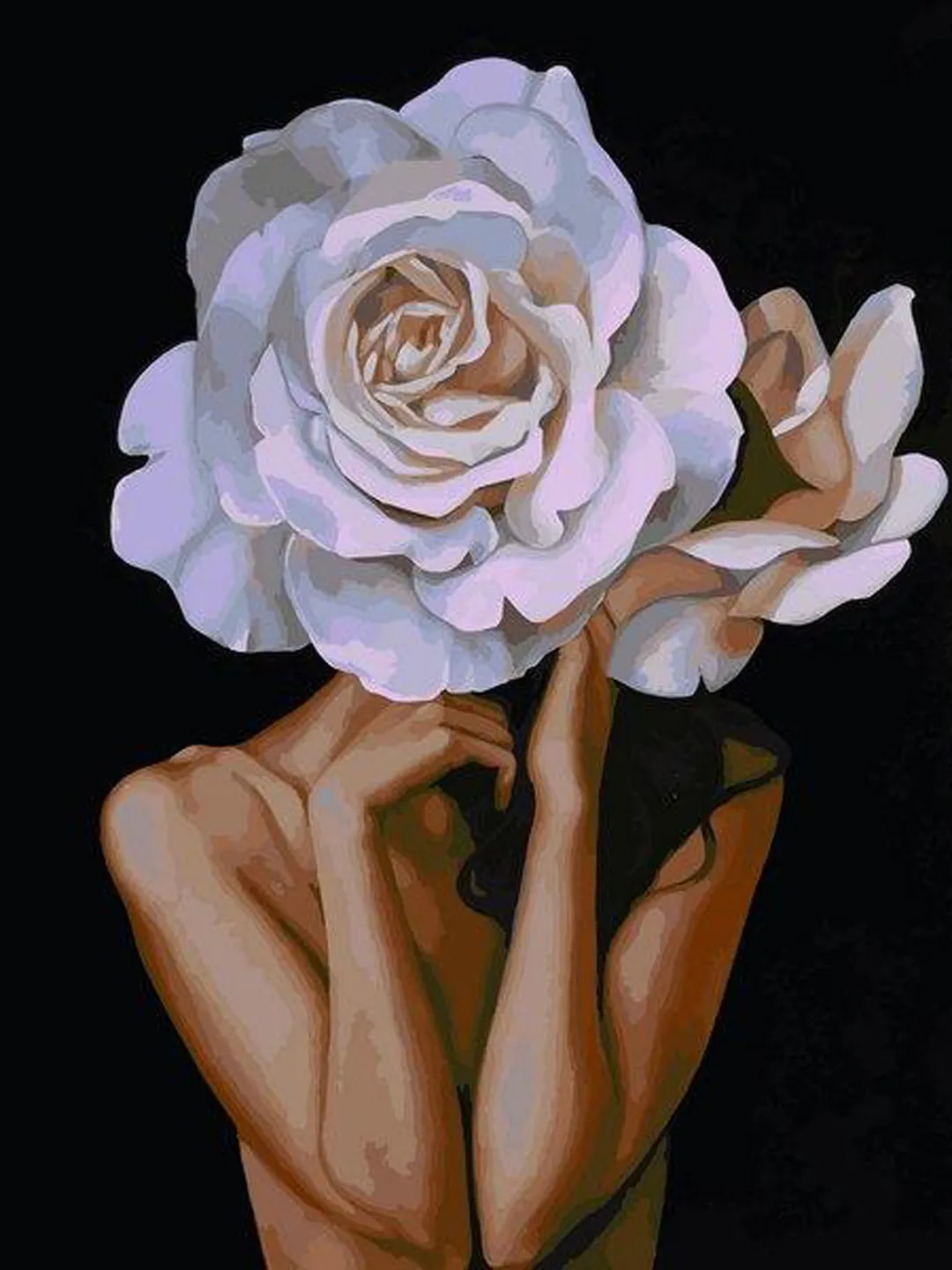 Roses Girl Paint by number kit Adult, Flower Painting by numbers Floral Framed On canvas