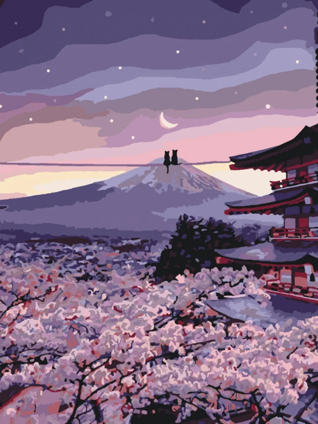 Sakura Paint by Number kit Adult, Japan Painting by numbers Blossoms Framed On Canvas ❰ Bestseller ❱