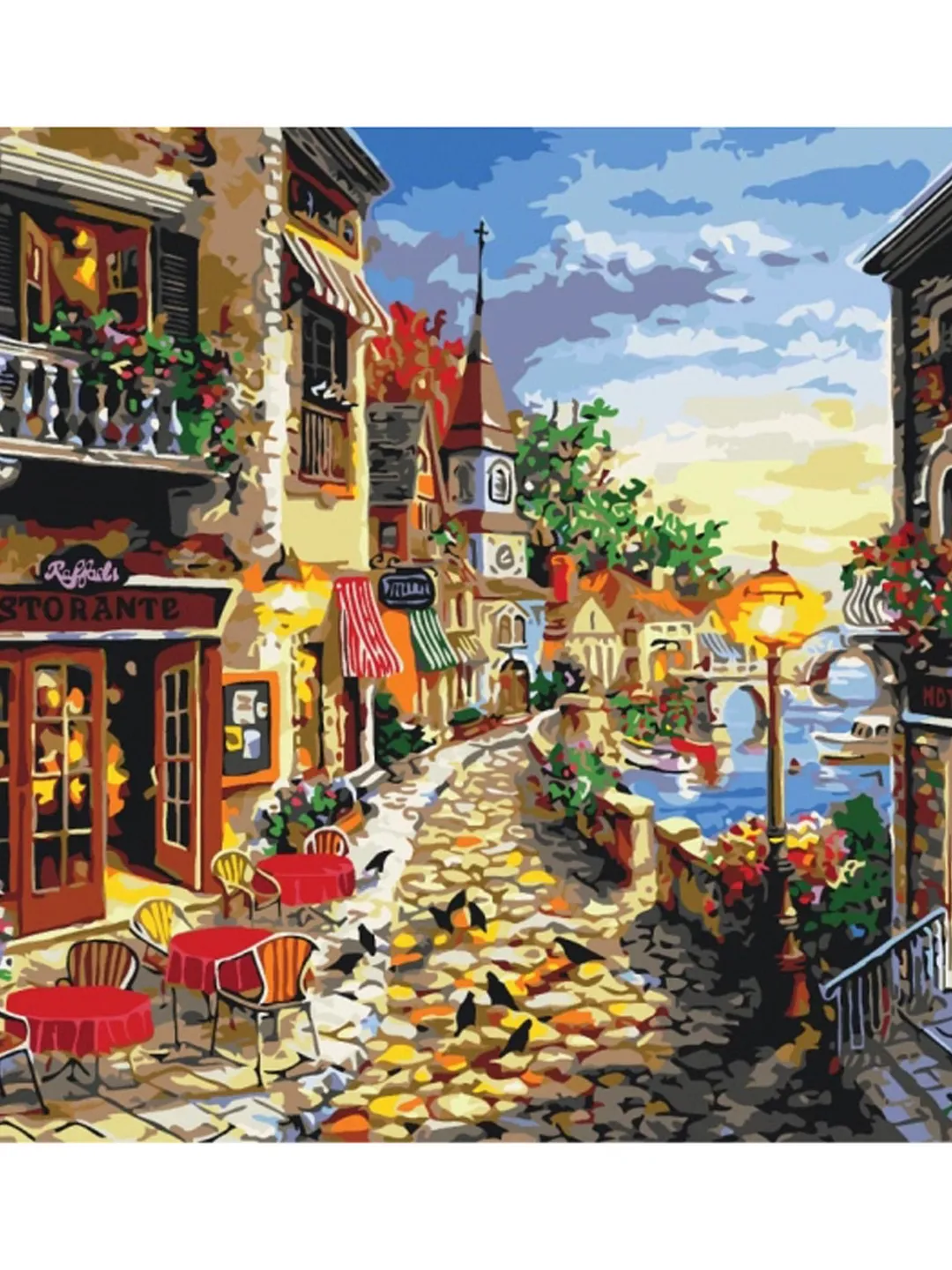 Italy Paint by number kit Adult, Italian street Painting by numbers Canvas Framed《Gift for family》