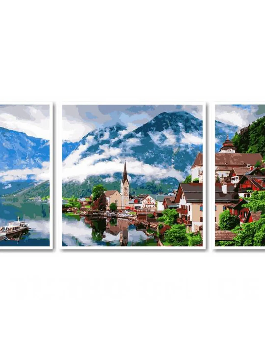 Floral Paint by number kit Adult, Triptych Painting by numbers Canvas Framed {Gift for Family}