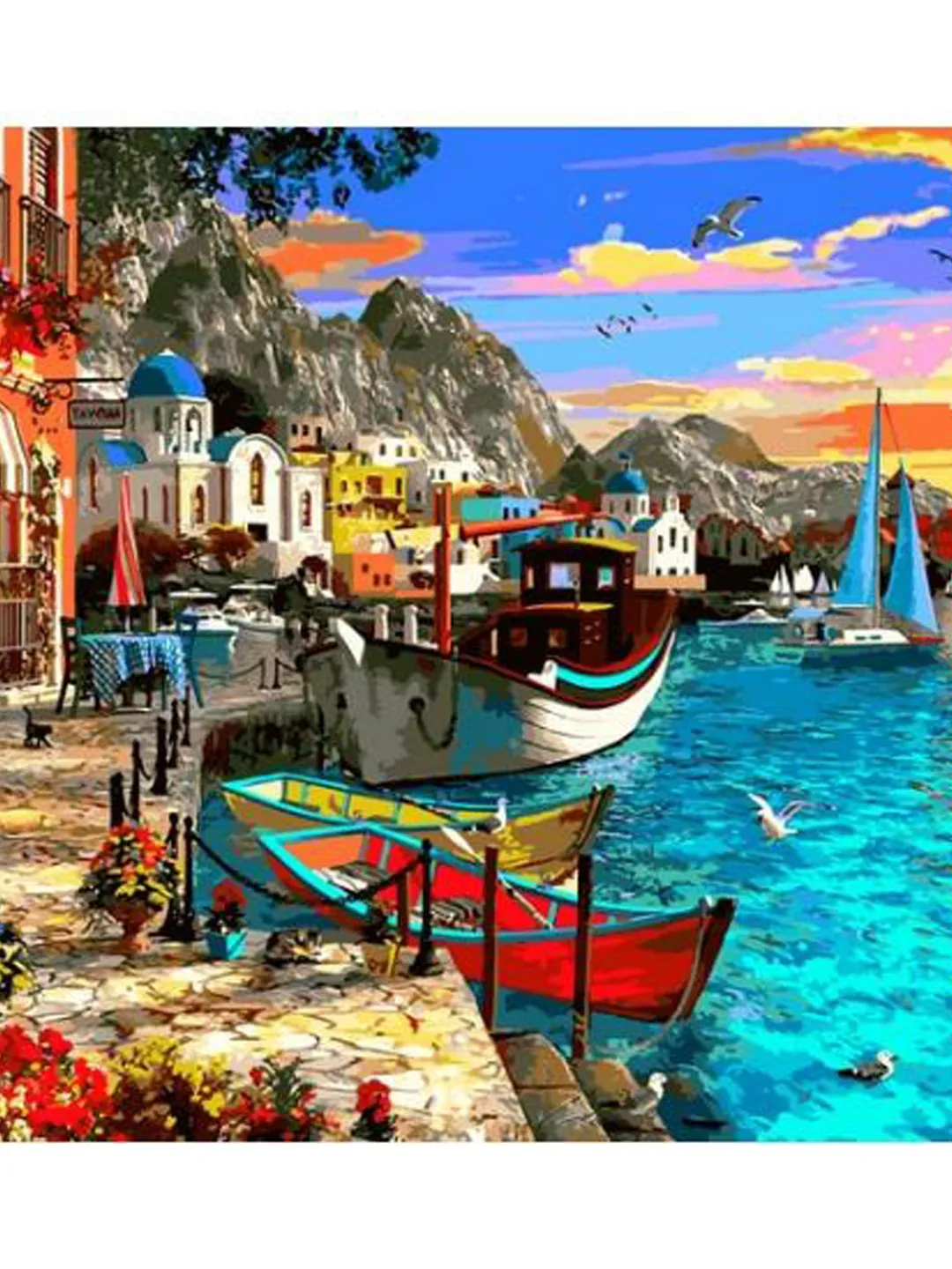 Lake Paint by number kit Adult, Landscape Painting by numbers Sunset Mountaint On Canvas Framed