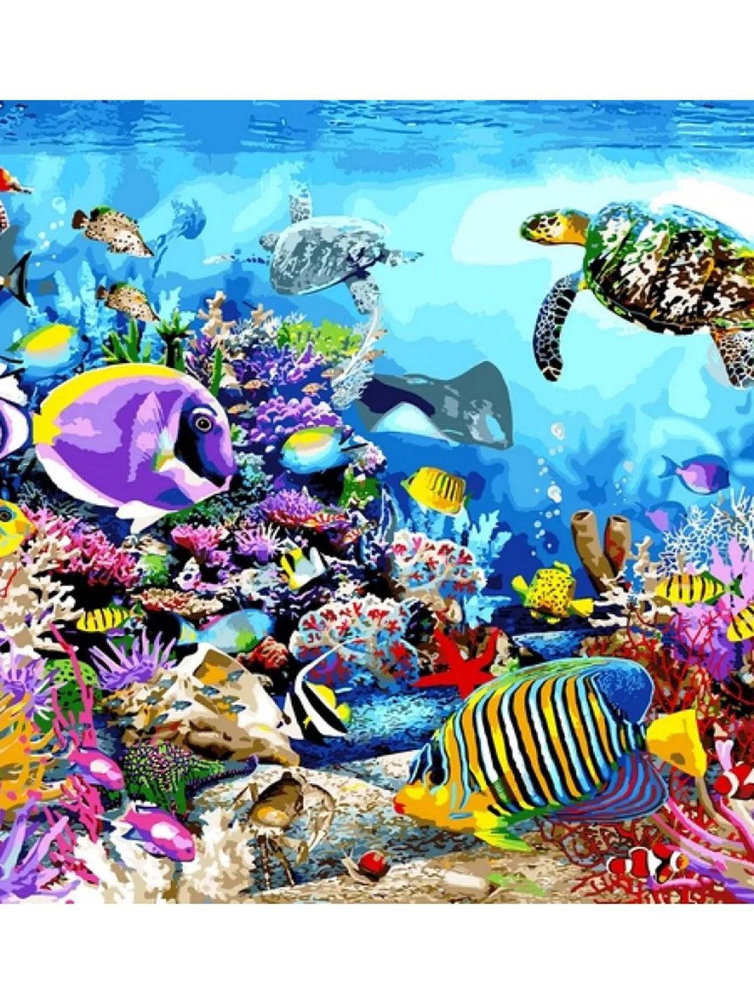 Sea Paint by number kit Animals adult, Ocean fish Painting kit Turtle With Frame On Canvas ❰ Gift for Kids ❱