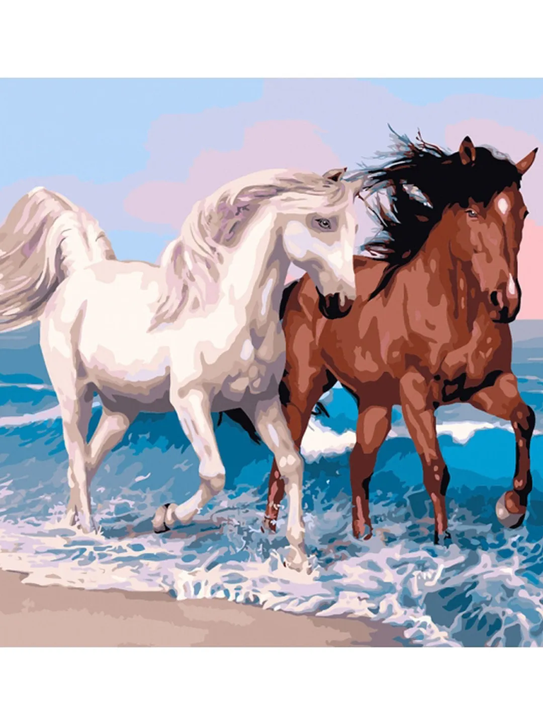 Horses Paint By Number kit Adult Coloring Animal Painting by numbers Frames Canvas ❰ Gift Varnish Acrylic Gloss ❱