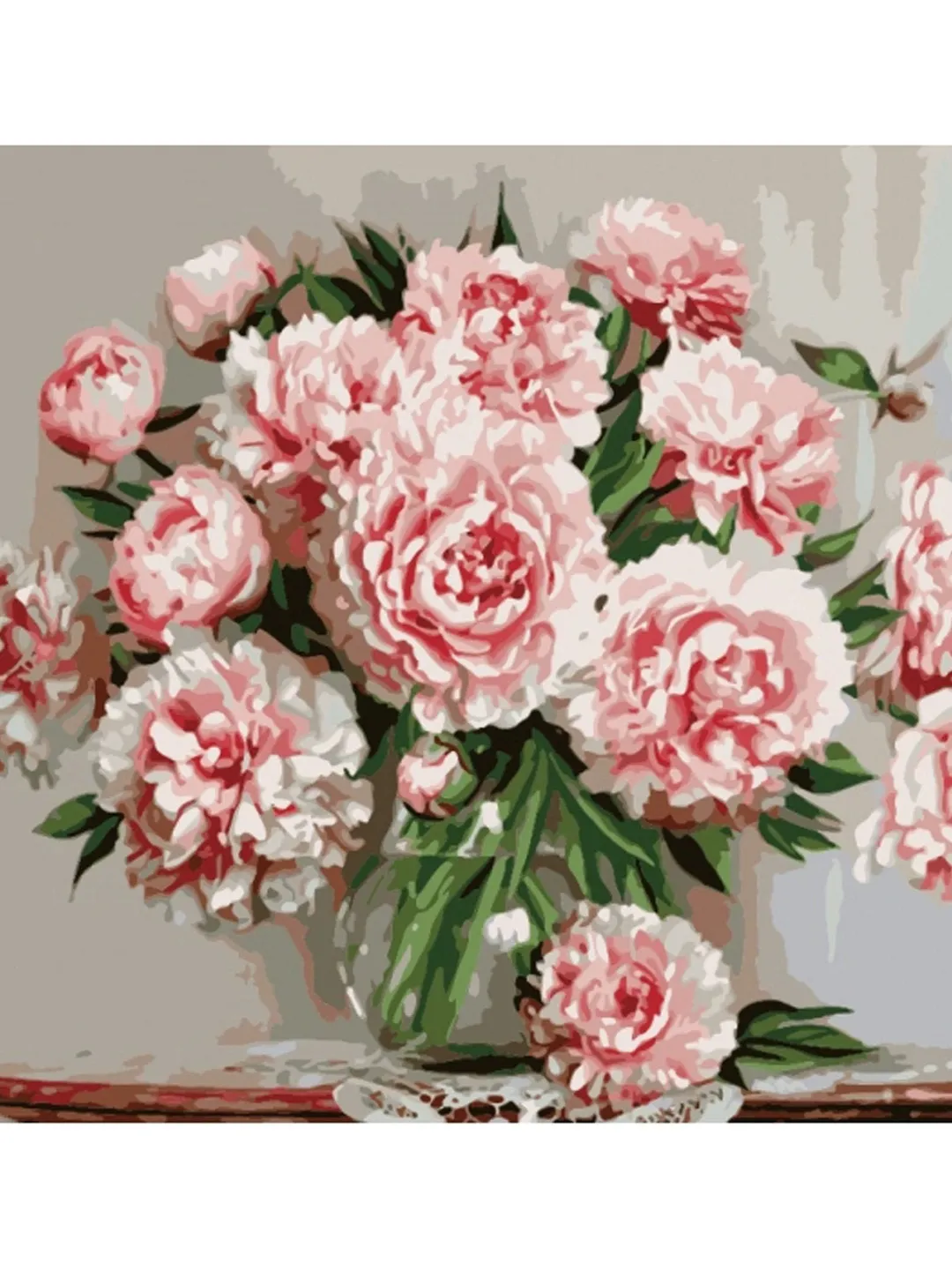 Floral Paint by number kit Adult, Flower Peony Painting by numbers set With Frame On Canvas