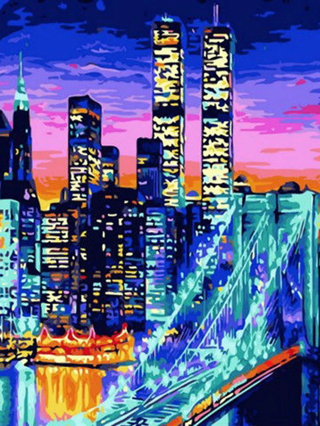 New York Paint by number kit Adult Coloring Bridge Painting by numbers Big Apple NY Framed On Canvas