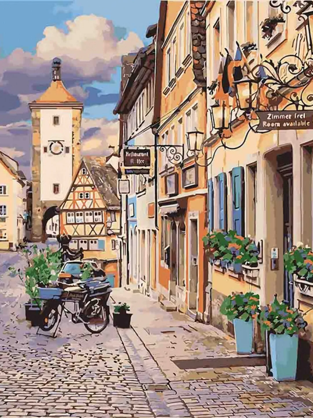 Germany Paint by number kit Bavaria Adult Coloring Old Town Painting by numbers Color Street Framed On Canvas