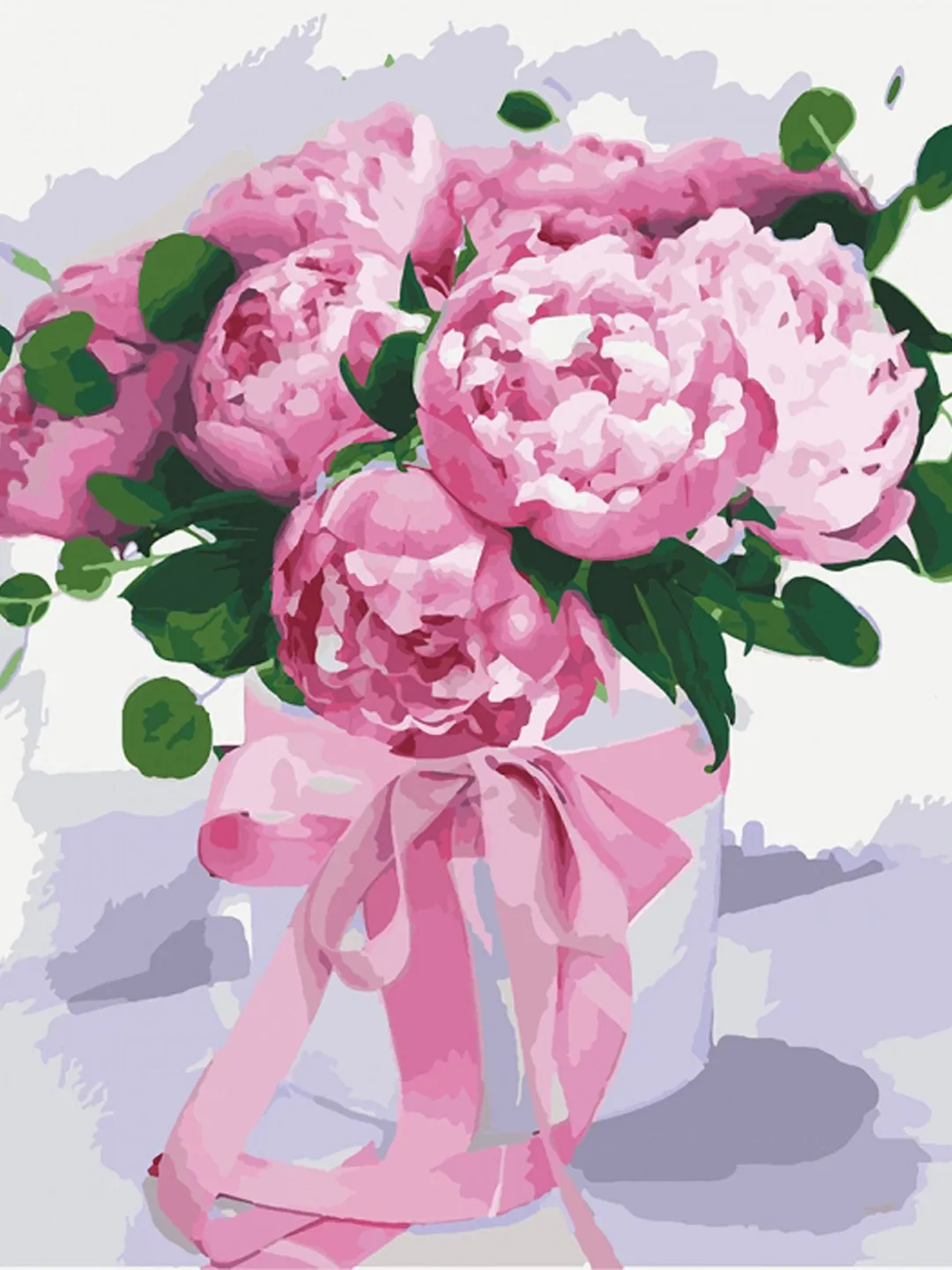 Flower Peony Paint by number kit Adult, Floral Painting by numbers Framed Canvas