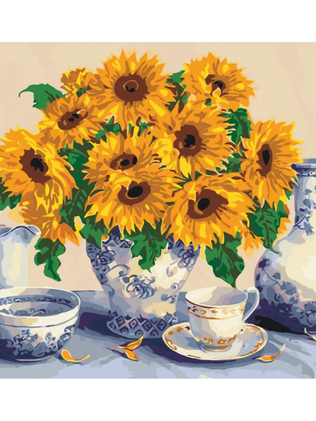 Floral Flower Paint by number kit Adult, Sunflower Painting by numbers Framed Canvas