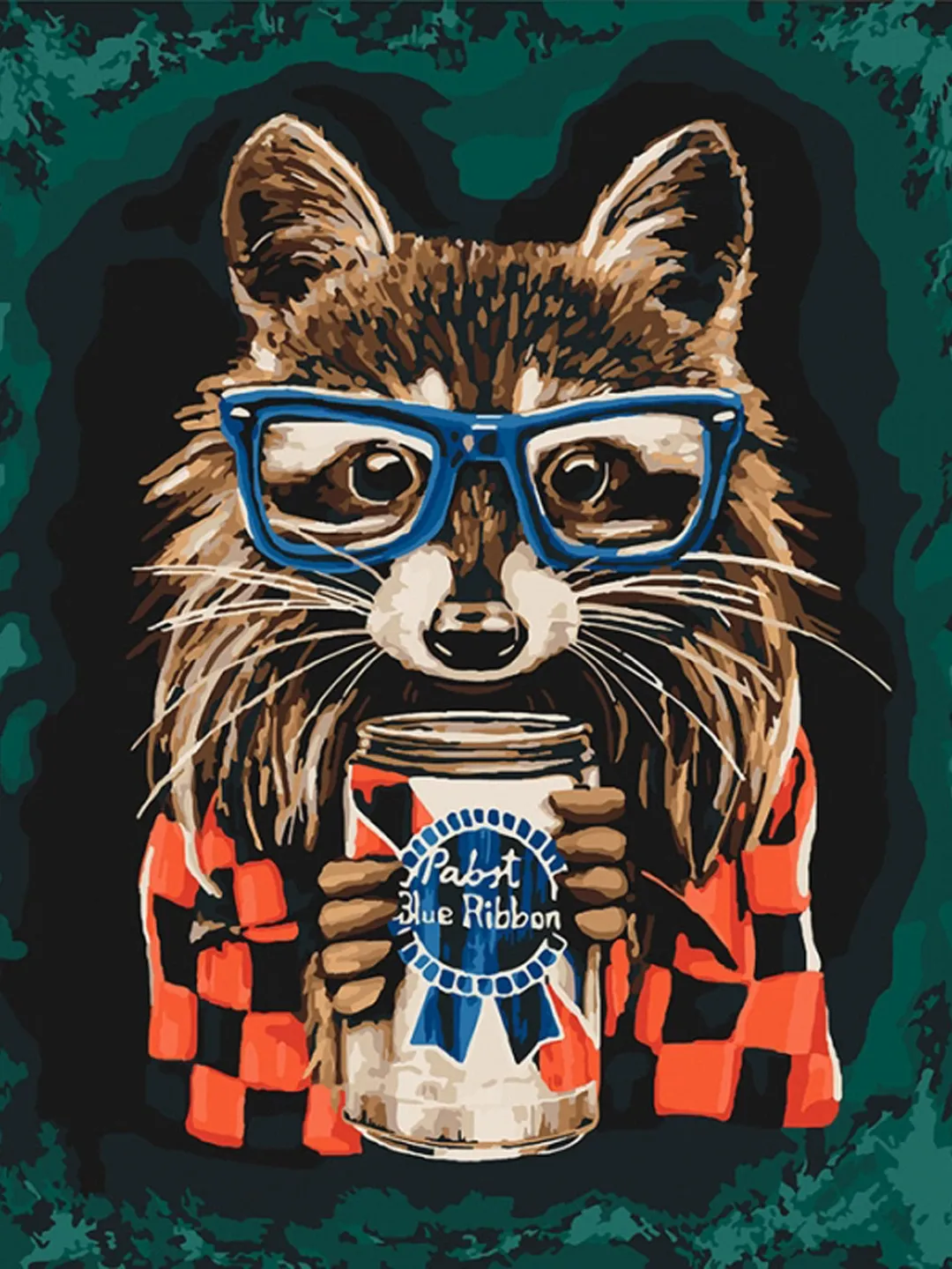 Raccoon Paint by number kit Adult, Animal Coloring kit kids, Pet Painting by numbers Funny Raccoon Adult Canvas Framed ❰ Birthday gift ❱