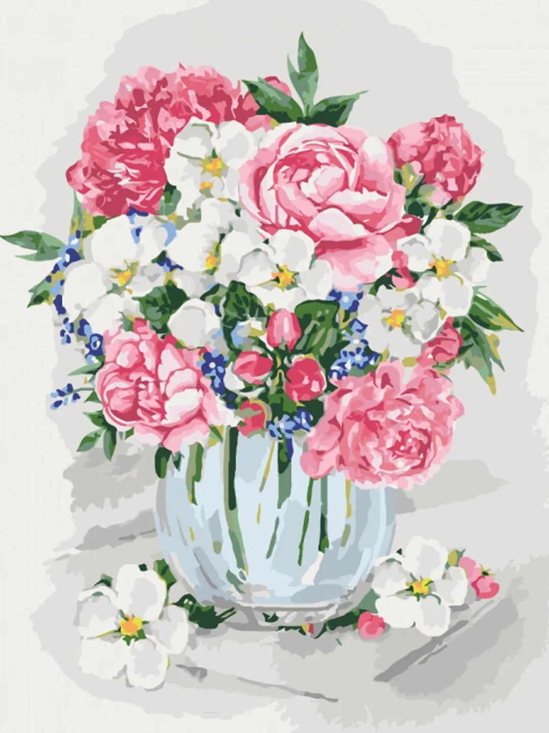 Floral Flowers Paint by number kit Adult, Peonies Spring Bouquet Painting kits Framed Canvas