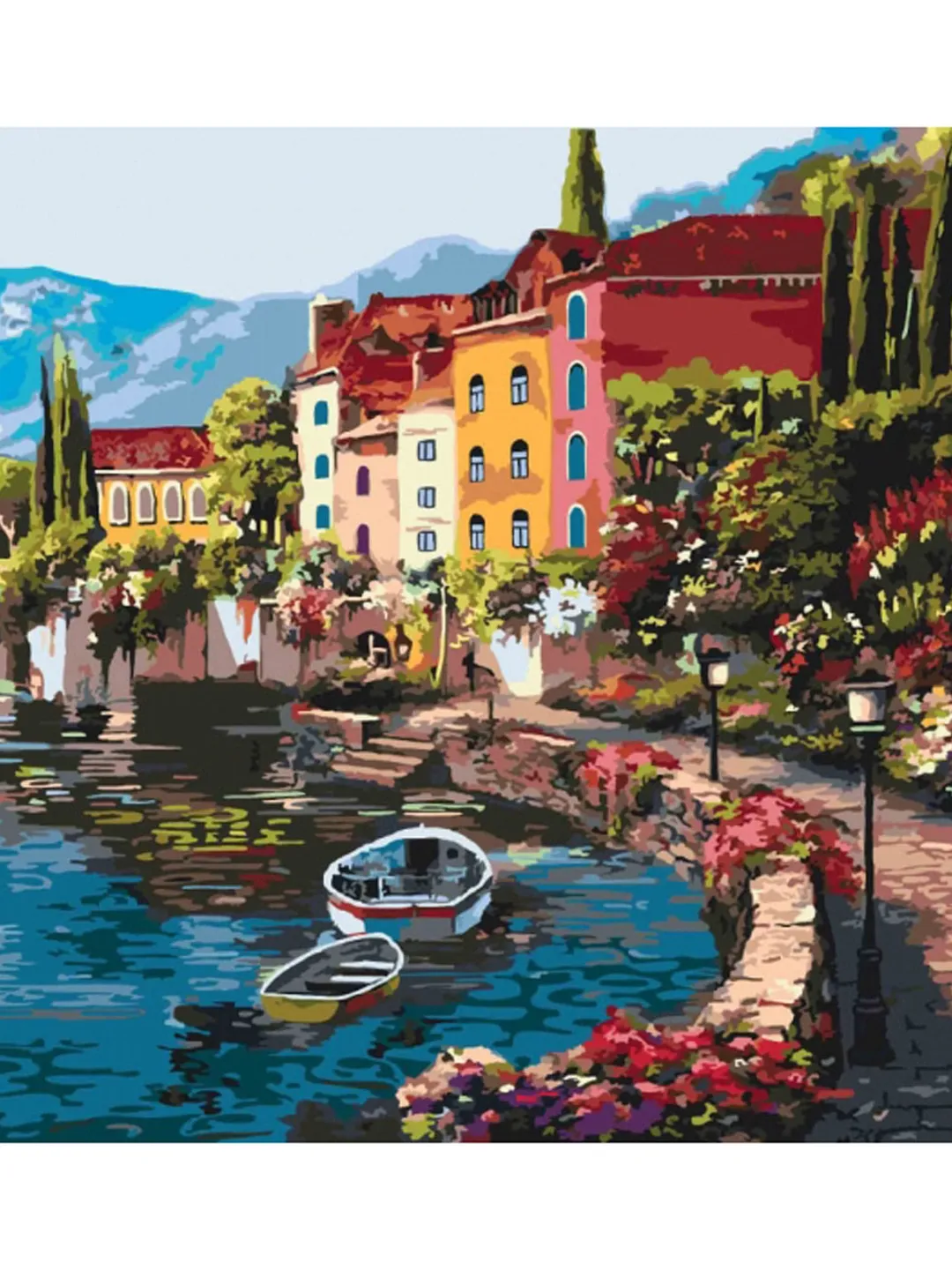 Floral Paint by number kit Adult, Landscape Painting by numbers Lake Framed On Canvas