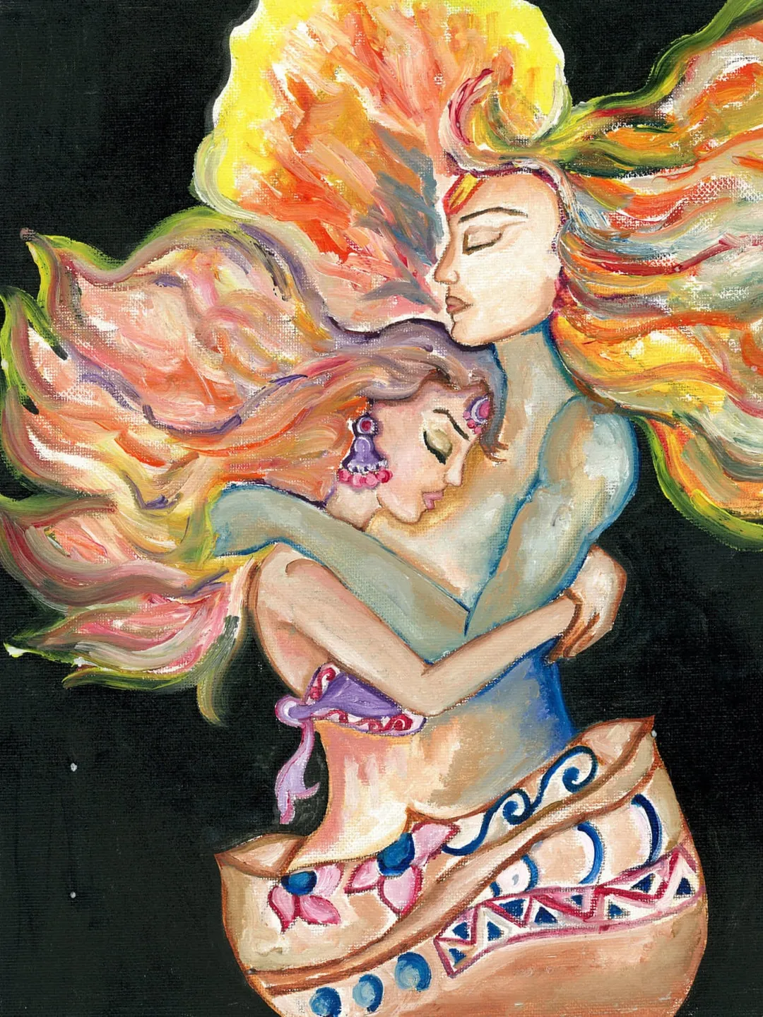 Personalized art print, lovers soulmates, lamp and flame, housewarming gift, contrast color handmade quality unique print wall decor