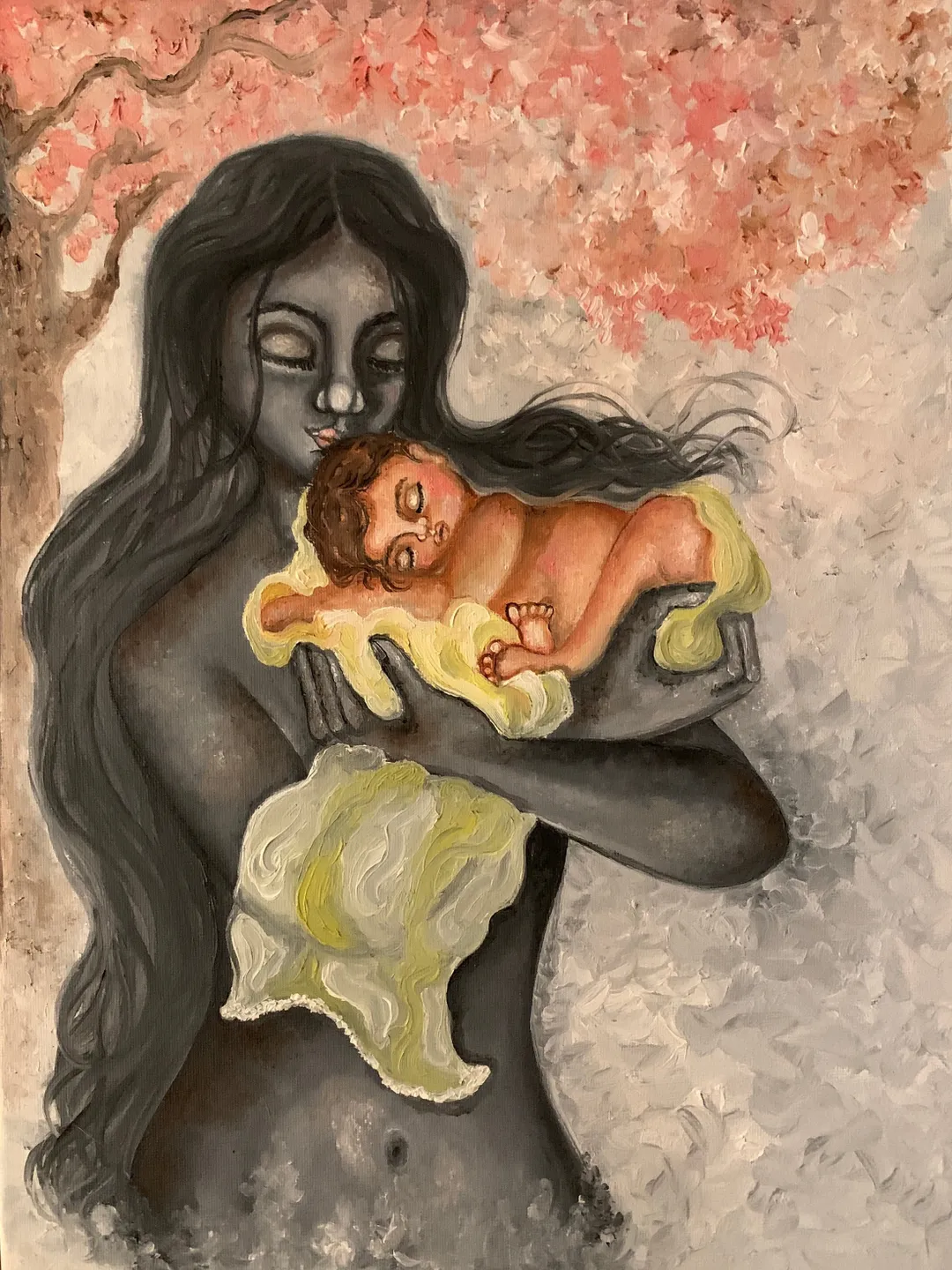 Personalized mother and child fine art, handmade painted quality print  unconditional love wall art, home decor room decoration