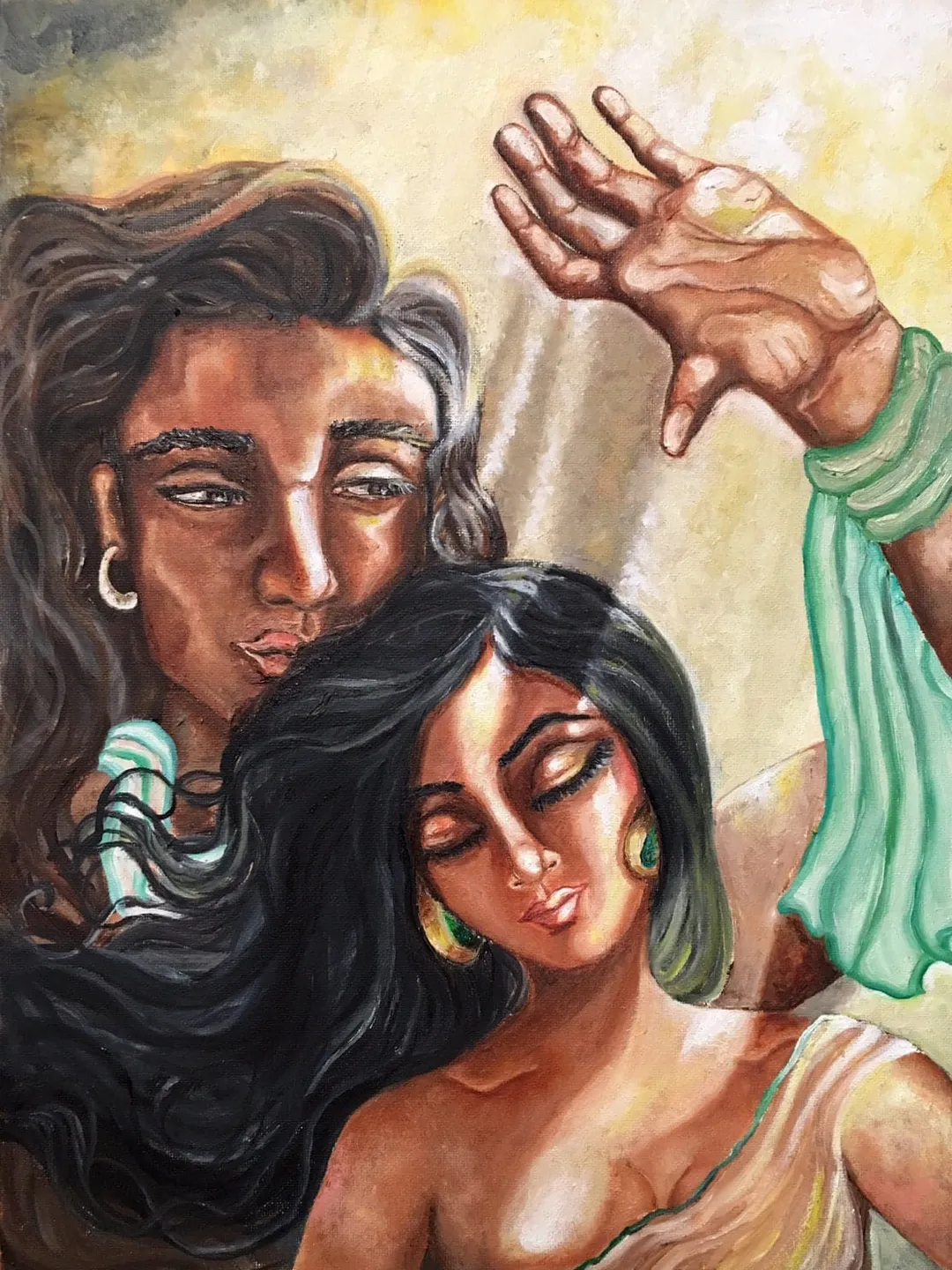 Personalized lovers soulmates fine art print, handmade painted housewarming gift, beautiful love and romance wall decor room decoration