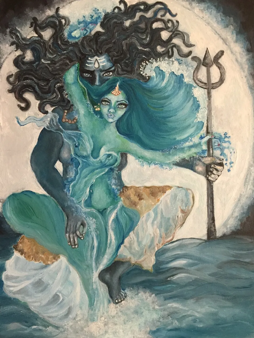 Personalized fine art print handmade unique dance of gods, mystic shiva, goddess art, custom art poster gift, beautiful spiritual wall art.