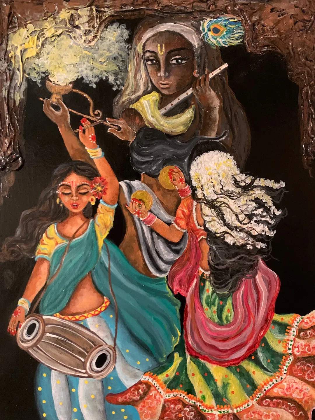 Krishna love, handmade painting quality personalized fine art print, spiritual hindu god colorful housewarming poster print wall decor