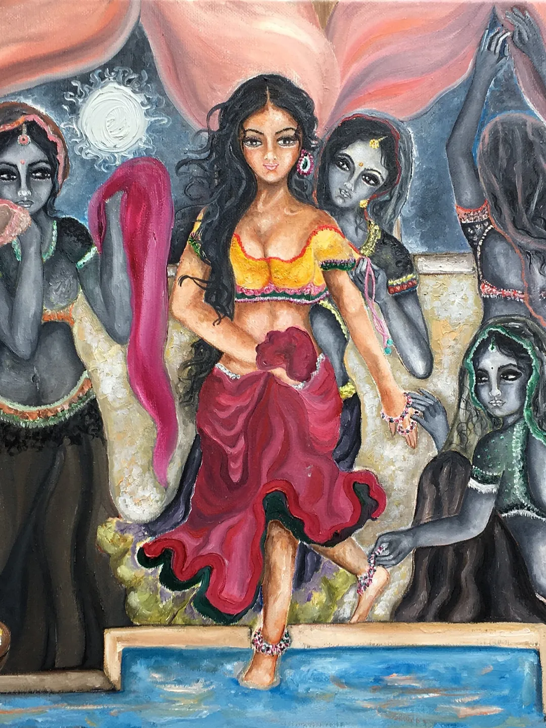 Personalized painting fine art print handmade princess bathing, quality print room decoration hanging art, housewarming gift home decor art