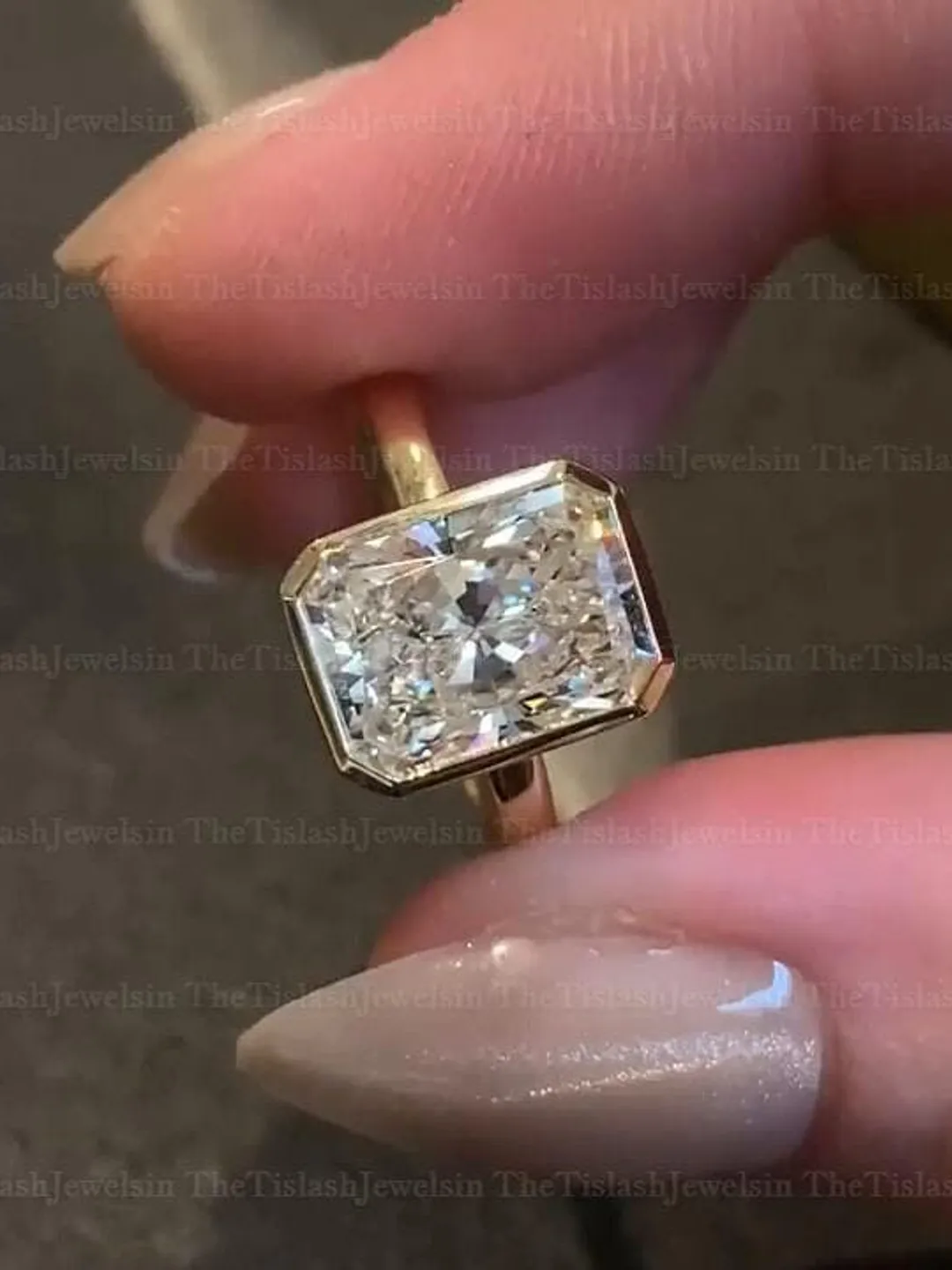 Radiant Cut Moissanite Bezel Set Engagement Ring Daily Wear Wedding Ring Anniversary Gift Elegant Radiant Solitaire Ring For Valentine's