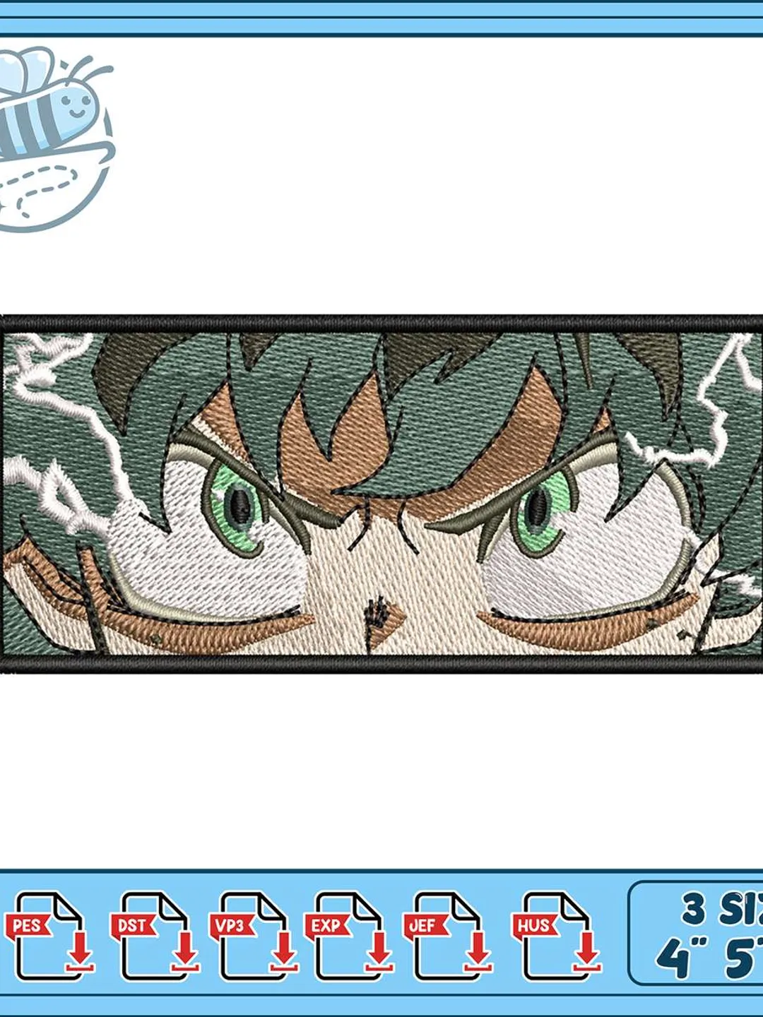 Deku Eyes Embroidery Design, Anime Hero Intense Gaze Patch, My Hero Academia Machine Embroidery File, Manga Panel Style