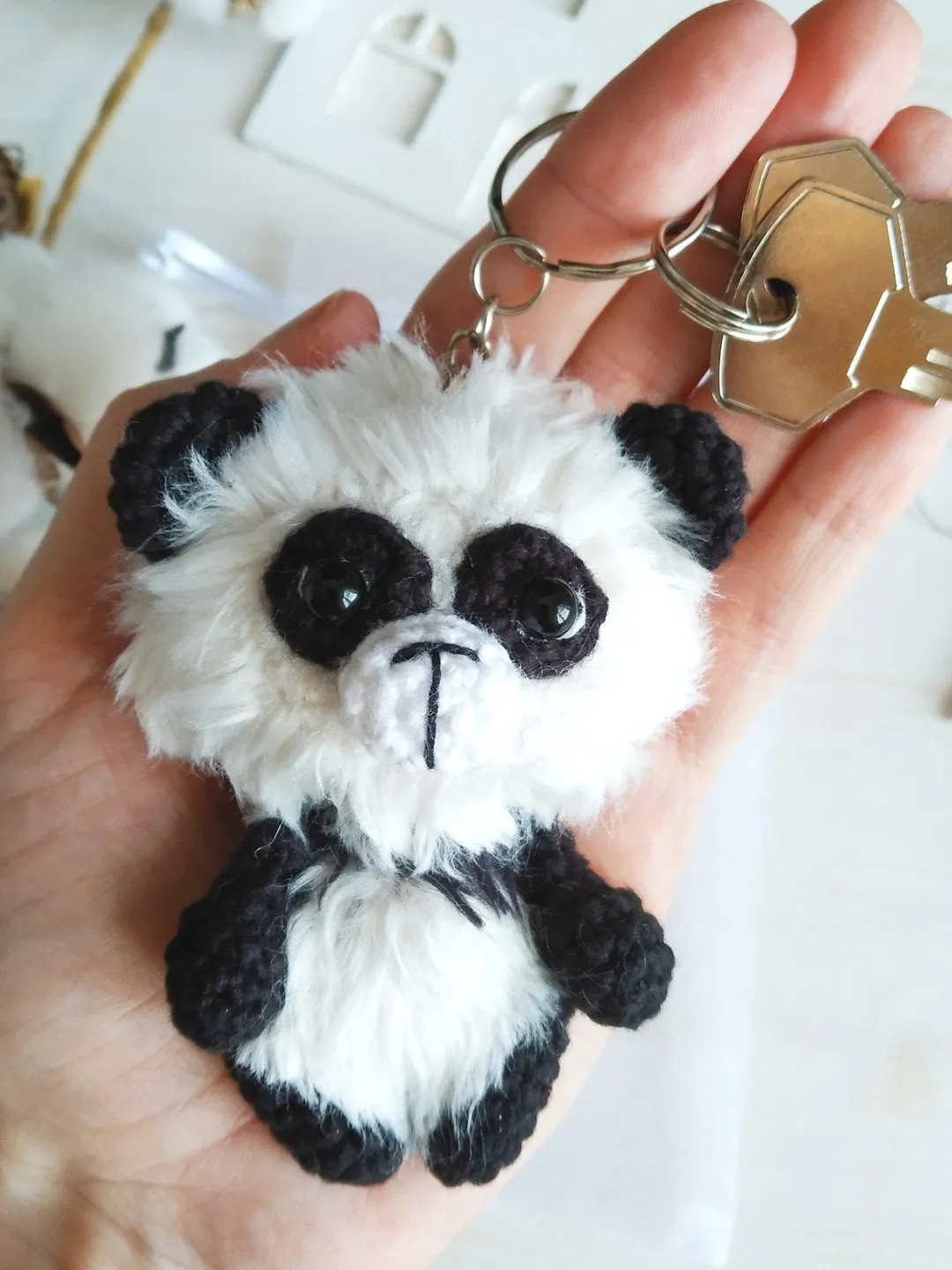 Panda charm keychain, mini panda bear, panda stuffed animal, plush panda bear, cute panda plush, panda bear toy, kawaii plush keychain