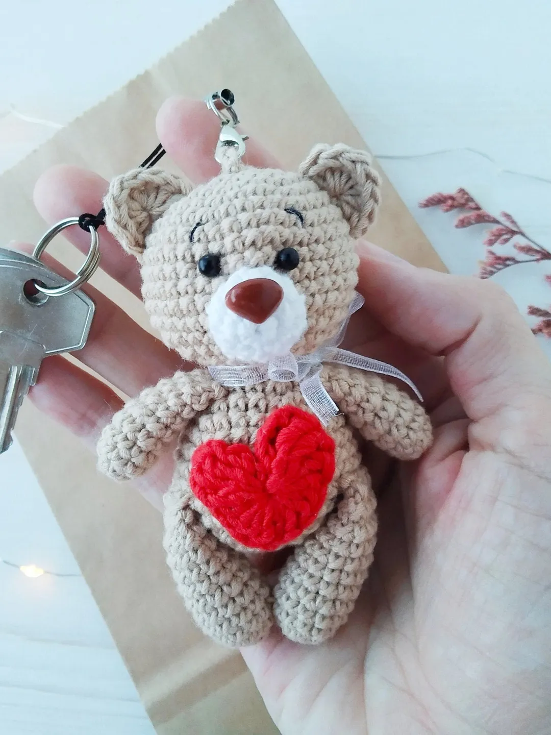 Teddy bear keychain, stuffed keychain, plush keychain, kawaii plushies, cute plush, cottagecore keychain,cute animal keychain,funny keychain