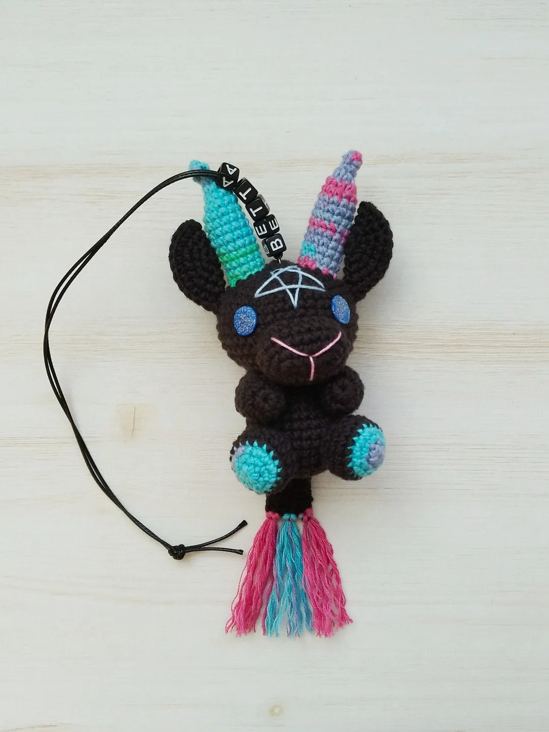 Personalized goth plush baphomet car accessories, car decor, demon plush, kawaii plush, rear view mirror charm,  car hanging interior