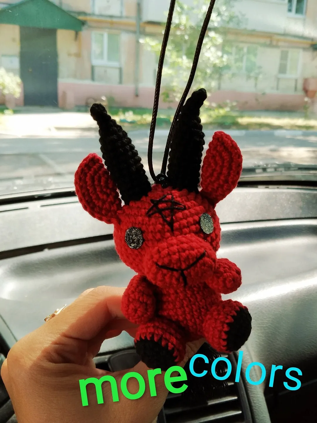 Goth car hanging accessories baphomet plush, interior car decor, baphomet doll, creepy cute plush, weird stuff, rear view mirror charm