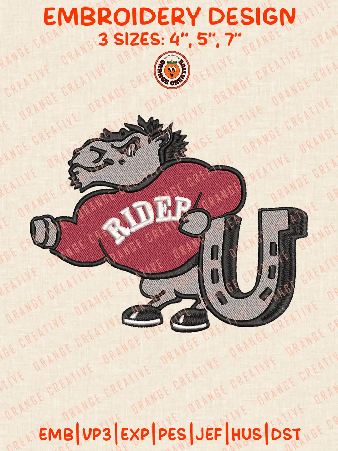 NCAA Rider Broncs Mascot Logo Embroidery Files, NCAA Rider Broncs Team Embroidery Designs, Rider Broncs Football Team Machine Embroidery Files, NCAA Machine Embroidery, Digital Download