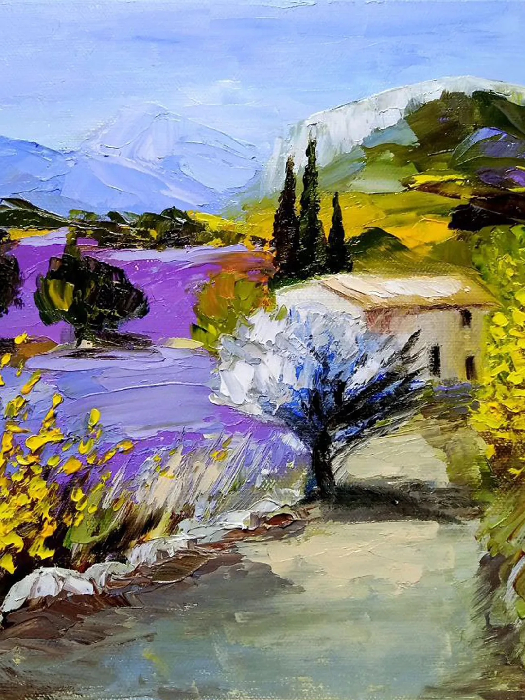 Provence in bloom painting Original Art Impasto Oil Painting Canvas Painting