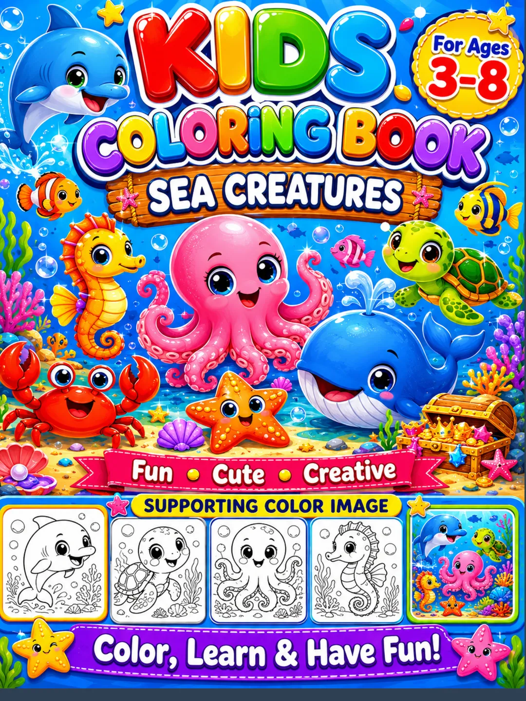 Kids Coloring Book 15 Pages for Ages 3–8 | Fun World of Dinosaurs ...