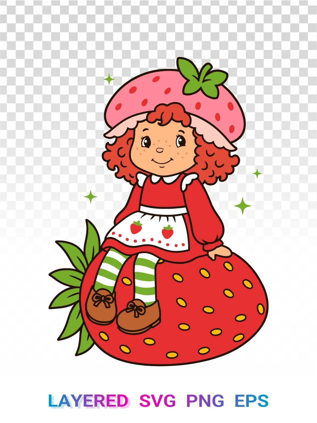 Strawberry Shortcake PNG SVG Classic Cartoon Character Clipart