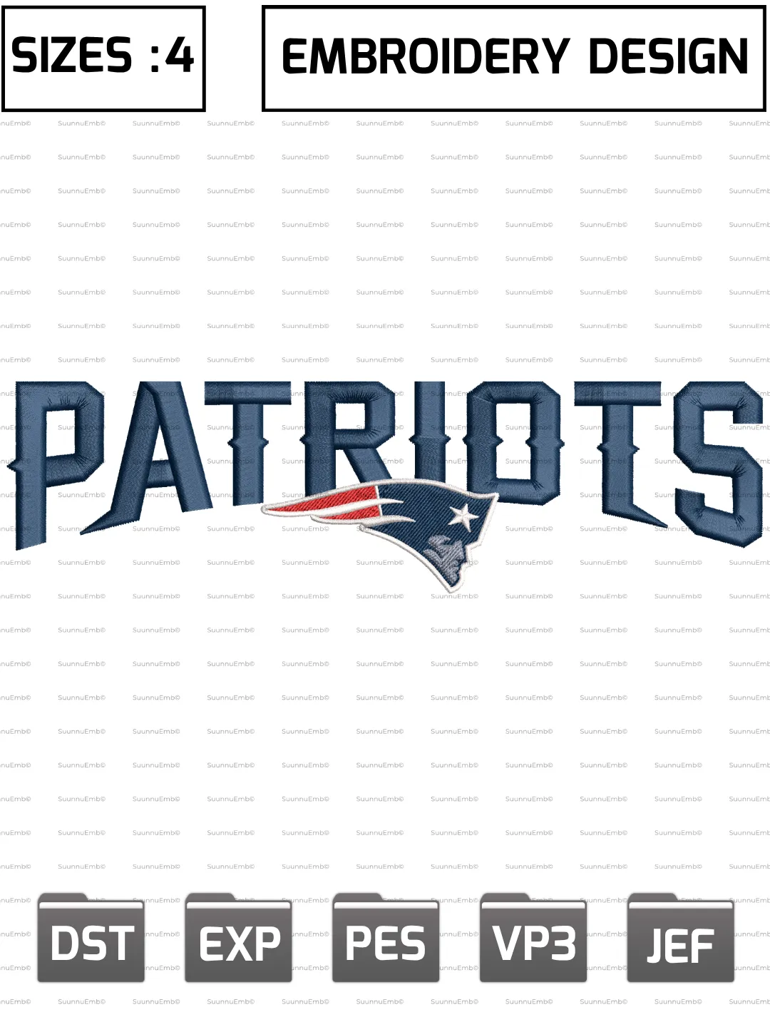 New England Patriots Wordmark Logo Embroidery Design,NFL Logos Embroidery Design,NFL Teams, Machine Embroidery Design File,4 Sizes, Digital Download