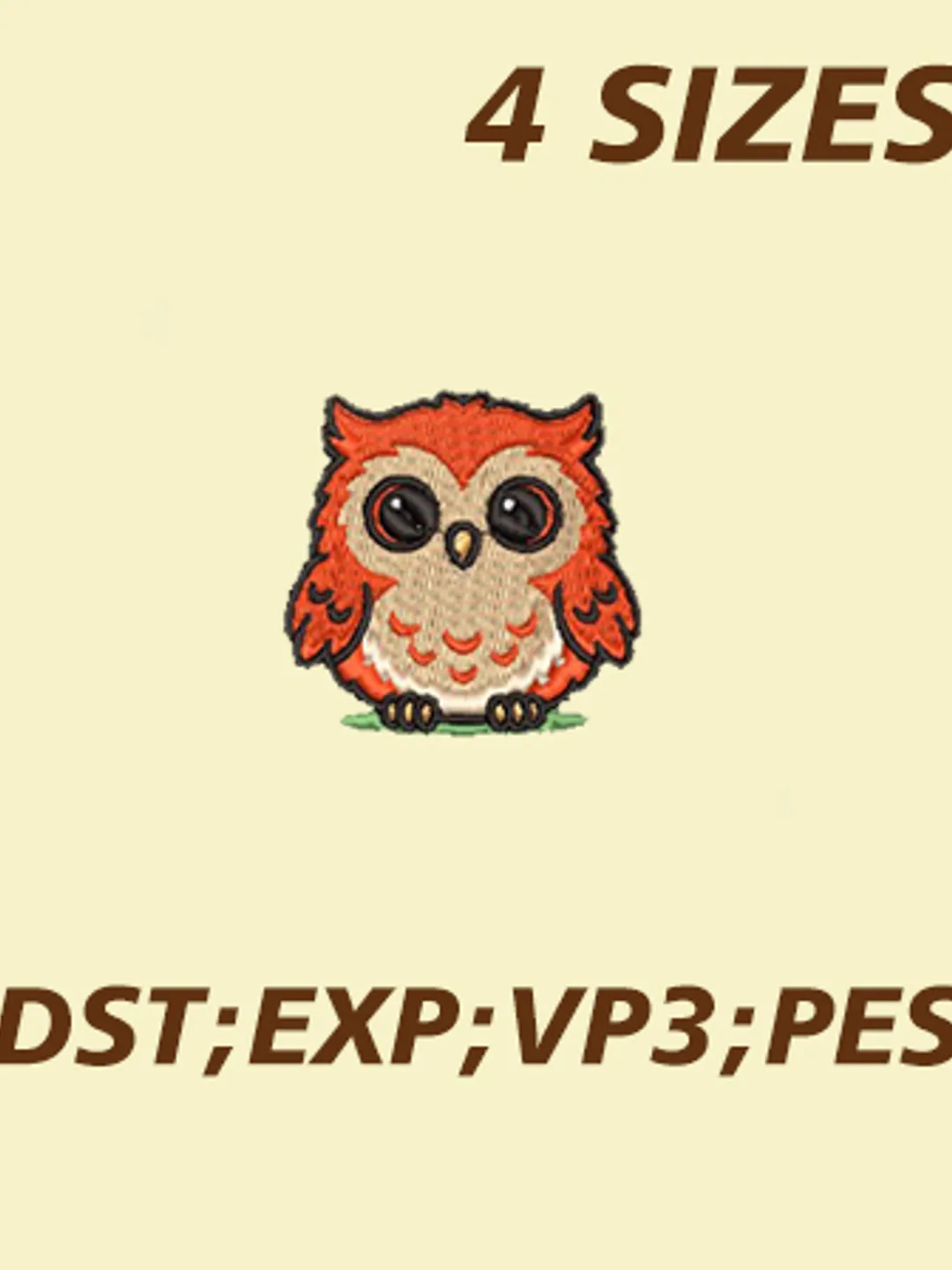 Cute Owl Embroidery Design | 4 Sizes | DST EXP VP3 PES