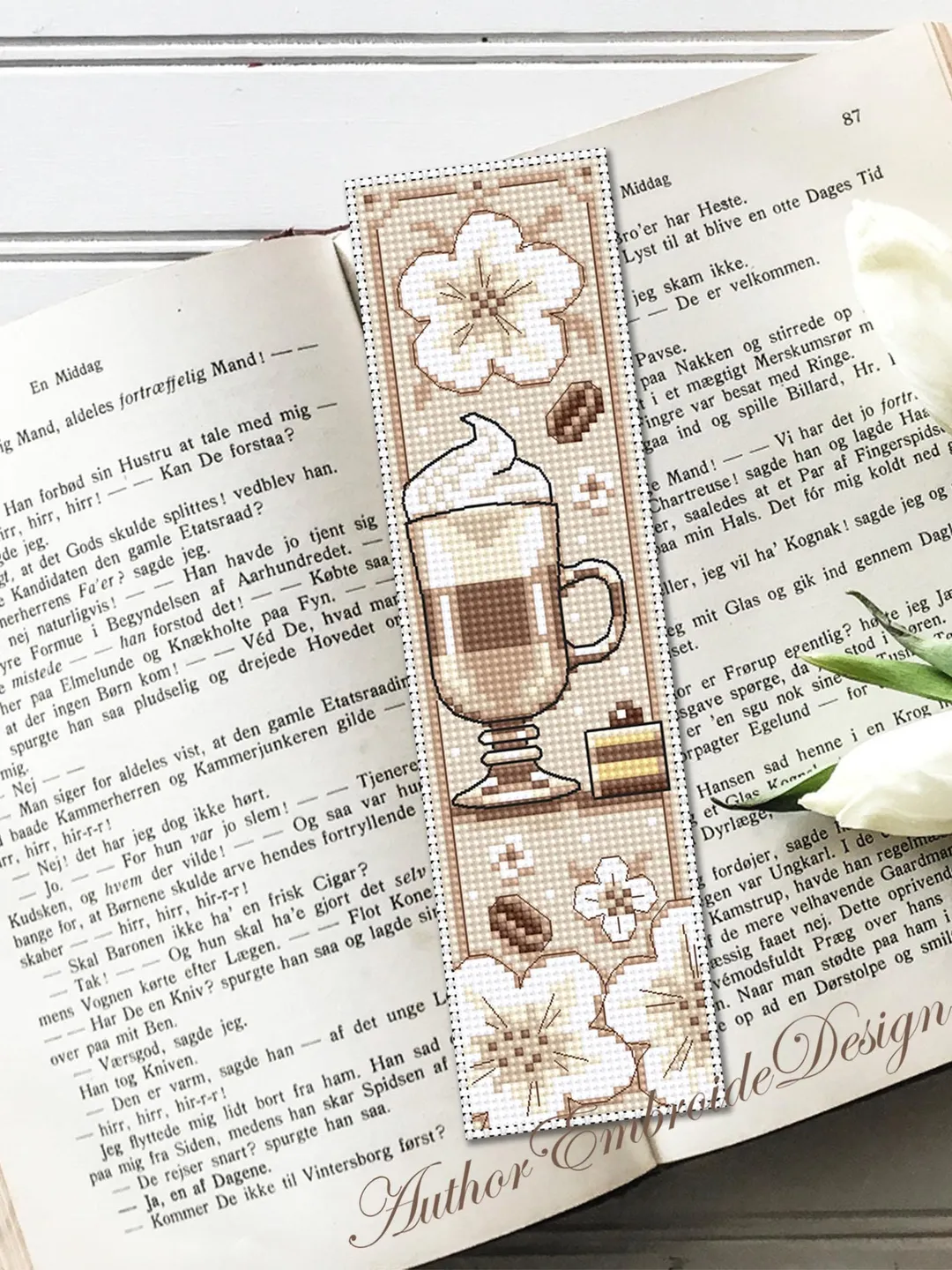 Coffee bookmark cross stitch pattern PDF download Coffee cross stitch ...