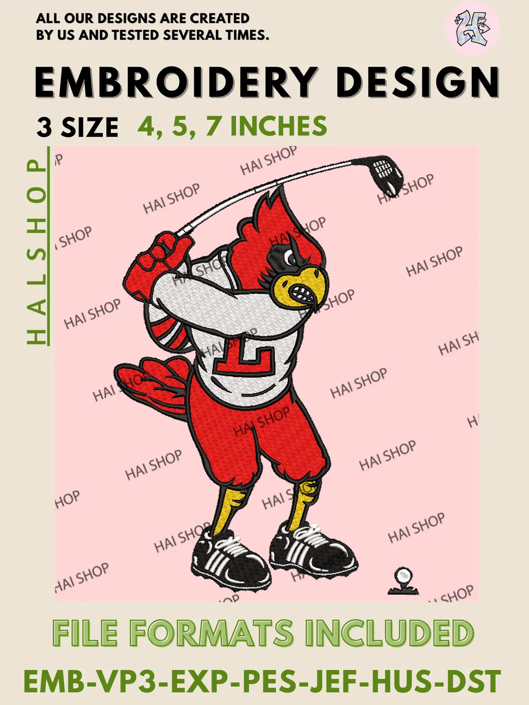 Louisville Cardinals Machine Embroidery Logo Design, NCAA Embroidery Design Files, Digital Download