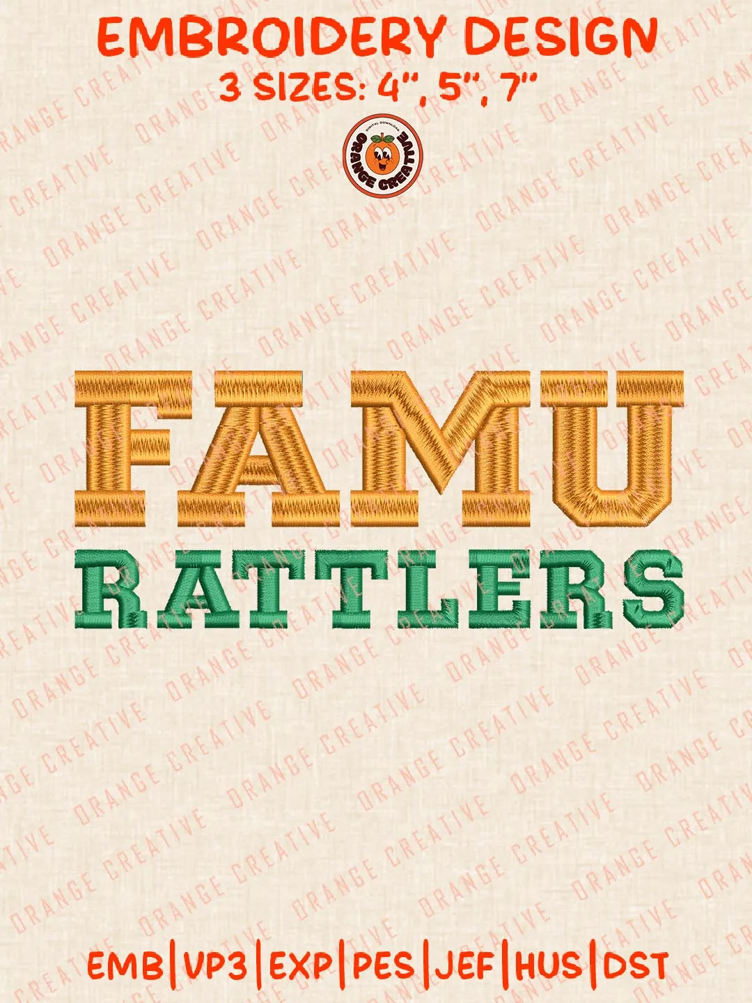 Florida A&M Rattlers Mascot Logo Machine Embroidery Design, NCAA ...