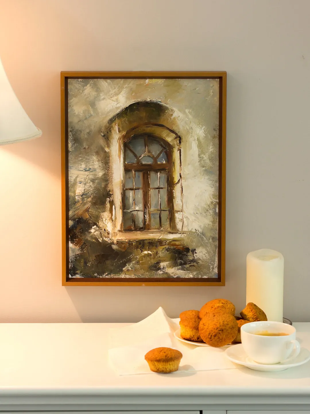 Painting with a window to canvas will decorate your home. Size 16 "x 12"