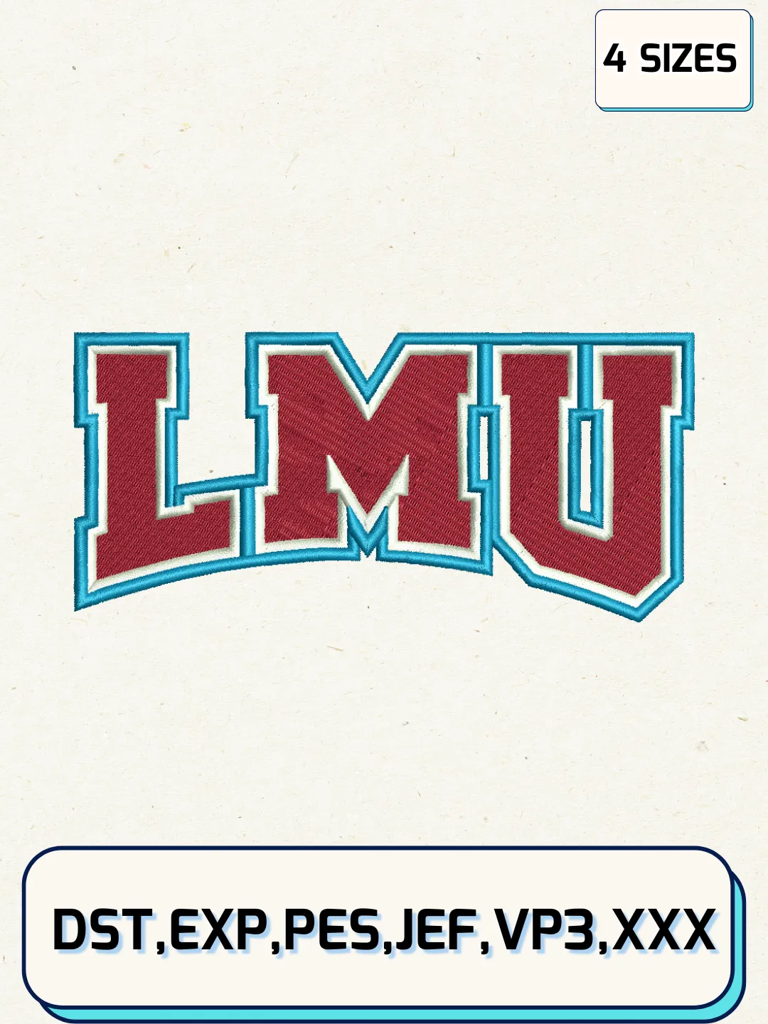 Loyola Marymount Lions Logos Embroidery Design Files, NCAA Logos Embroidery Designs, Machine Embroidery Files, 4 Sizes