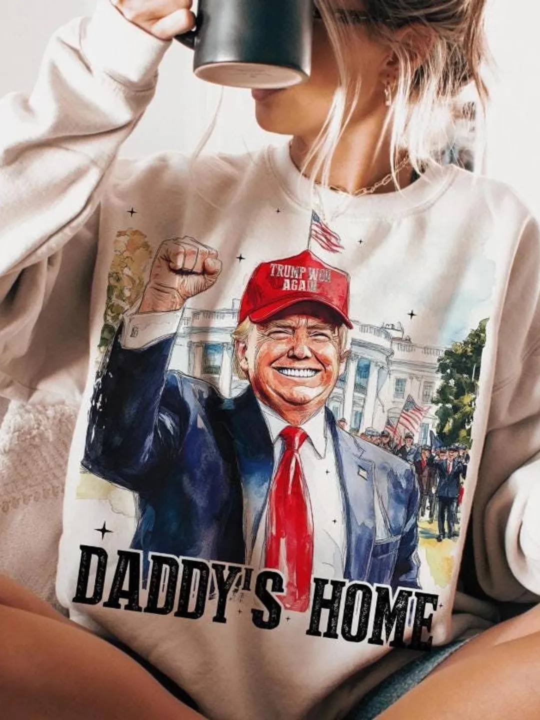 Daddys Home White House Pink Trump 2024, MAGA Supporter Election 2024 Graphic PNG, Trump Digital Download, Trump won 2024 png 47 president