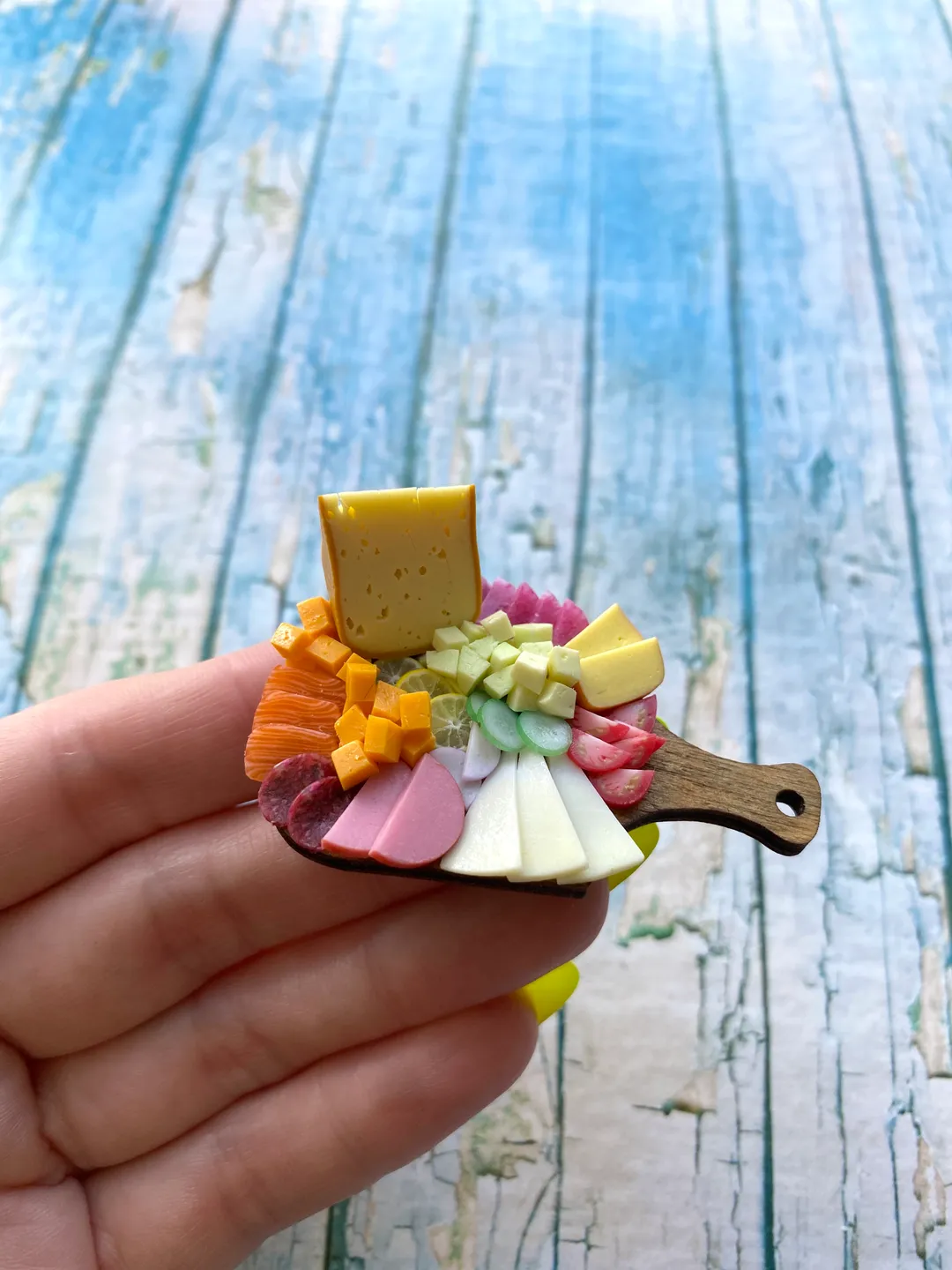 Magnet Miniature Cheese Charcuterie board with Polymer clay Souvenir