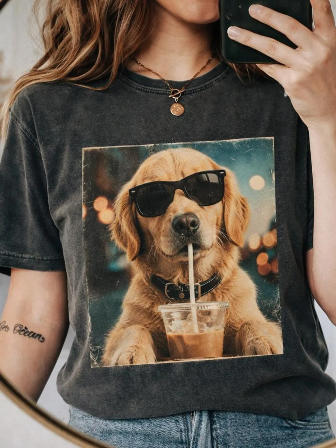 Comfort Colors Goldendoodle Iced Coffee T-Shirt, Dog Lover Pet Owner Gift