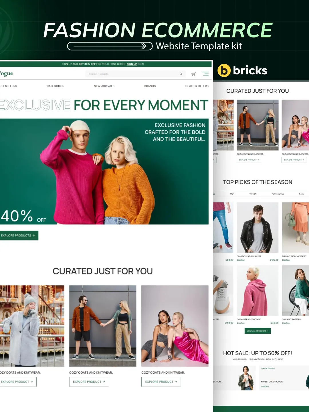 Fashion Store WordPress Bricks Builder Template Kit | Clothing Boutique & WooCommerce Website Template