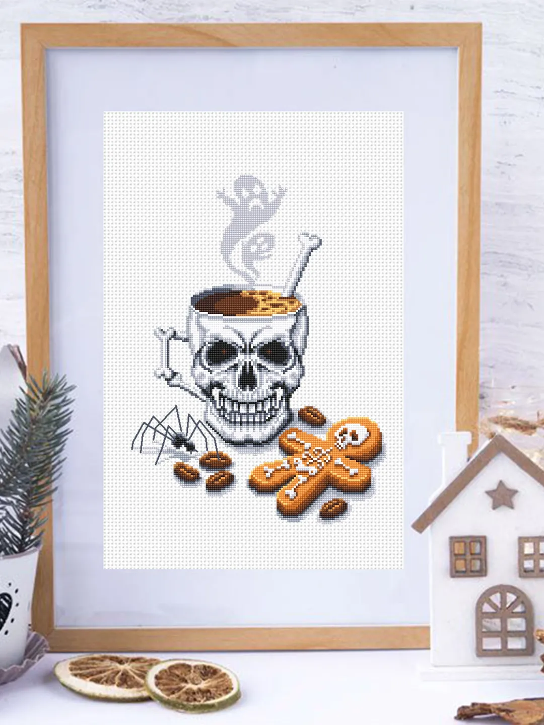 Halloween coffee mug cross stitch pattern download PDF, Gothic ...