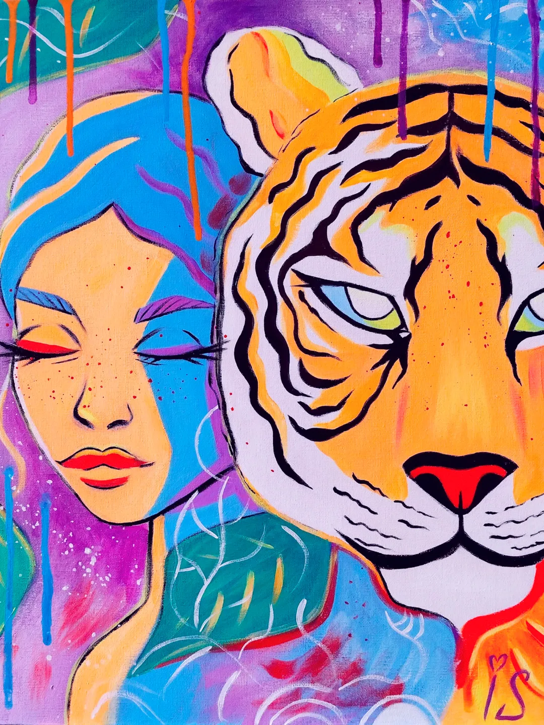 Tiger Girl original acrylic painting