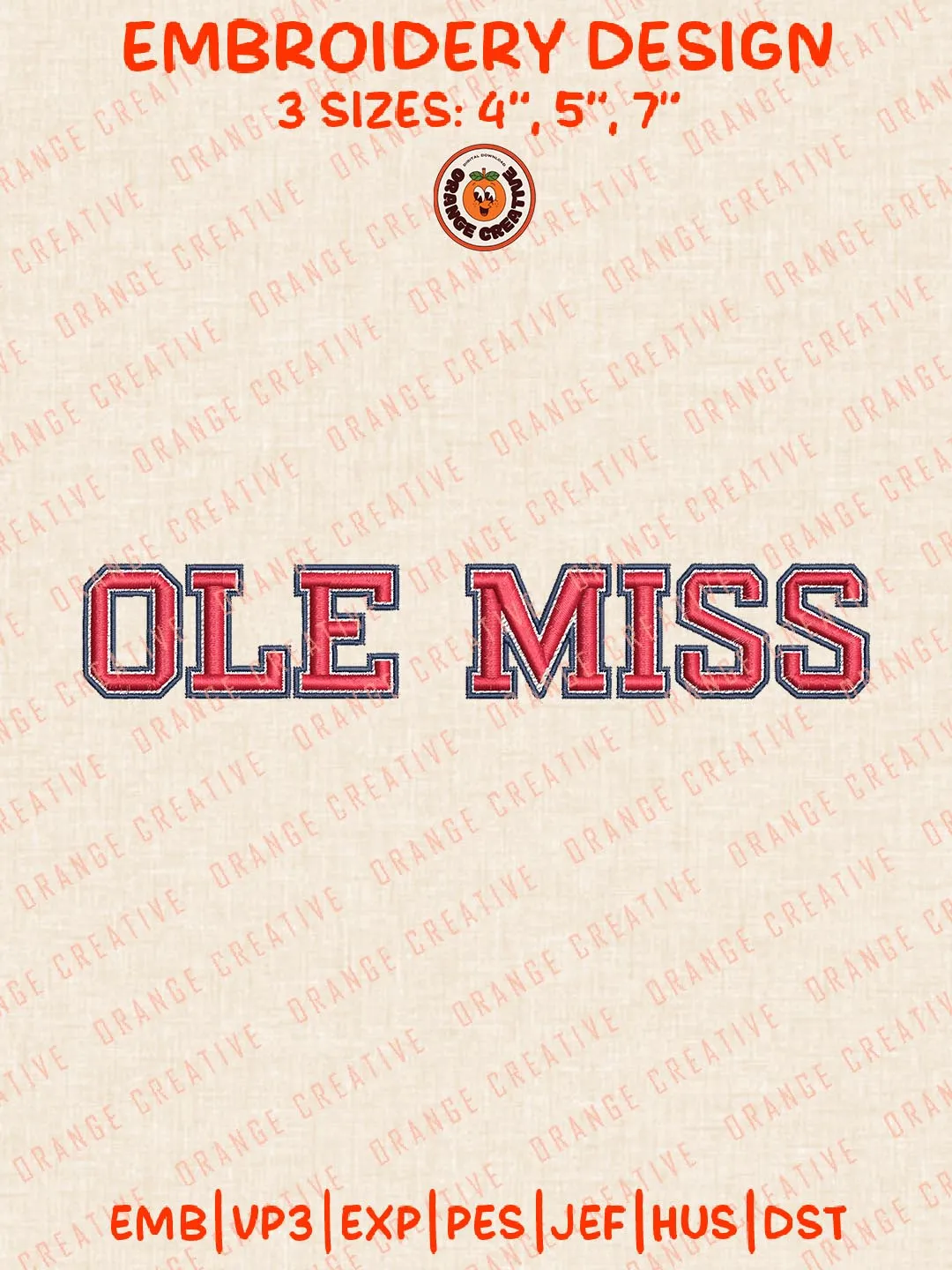 NCAA Ole Miss Text Logo Embroidery Design, NCAA Ole Miss Rebels Team Embroidery Design, Machine Embroidery Design File, 4 Sizes, Custom Size, Digital Download