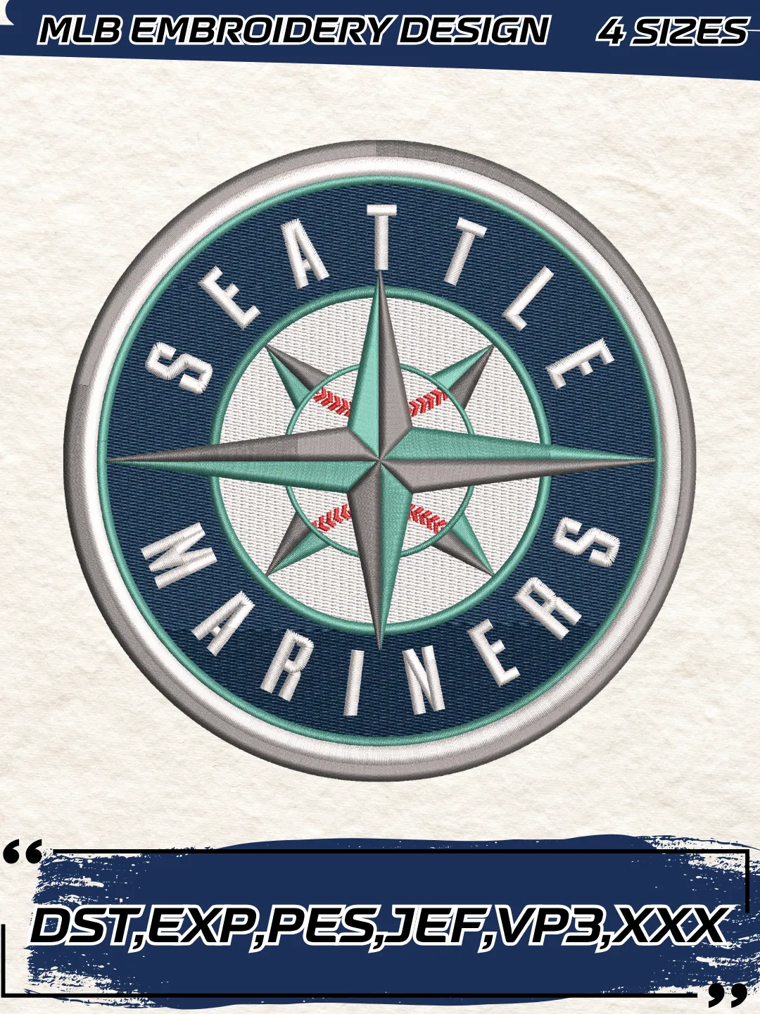Mariners Baseball Embroidery Design - Machine Embroidery File